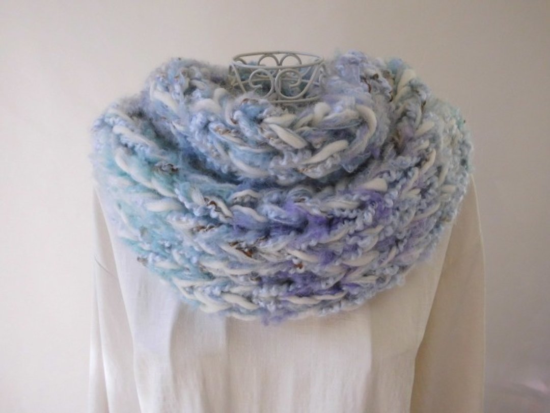 (Thin flower color) raw wool such as wool and Merino wool-alpaca-filled, mohair plenty, fluffy ♪ snood - 丝巾 - 其他材质 蓝色