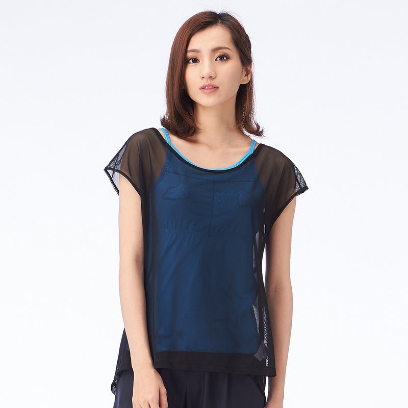 【MACACA】2in1 轻盈生活 bra top - ASG2231 黑/海蓝 - 女装运动内衣 - 聚酯纤维 蓝色