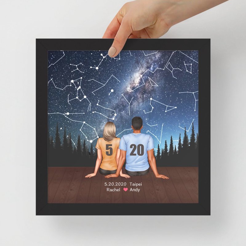 定制化周年交往纪念日当晚的真实星空画老公老婆情侣七夕情人节礼 - 海报/装饰画/版画 - 铝合金 蓝色