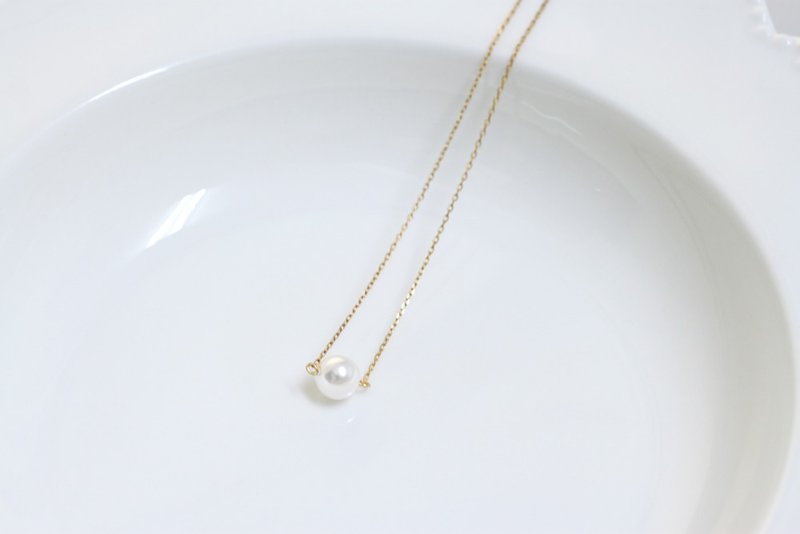  LOVE 单颗施华洛世奇水晶珍珠项链 - 项链 - 宝石 白色