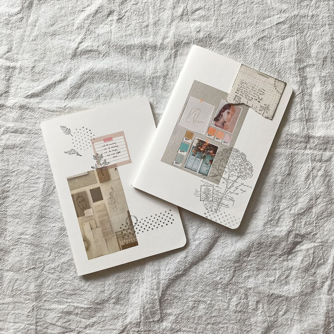 手工自贴A6手帐本封面 白色封面 Handmade A6 Journal Book Cover - 笔记本/手帐 - 纸 