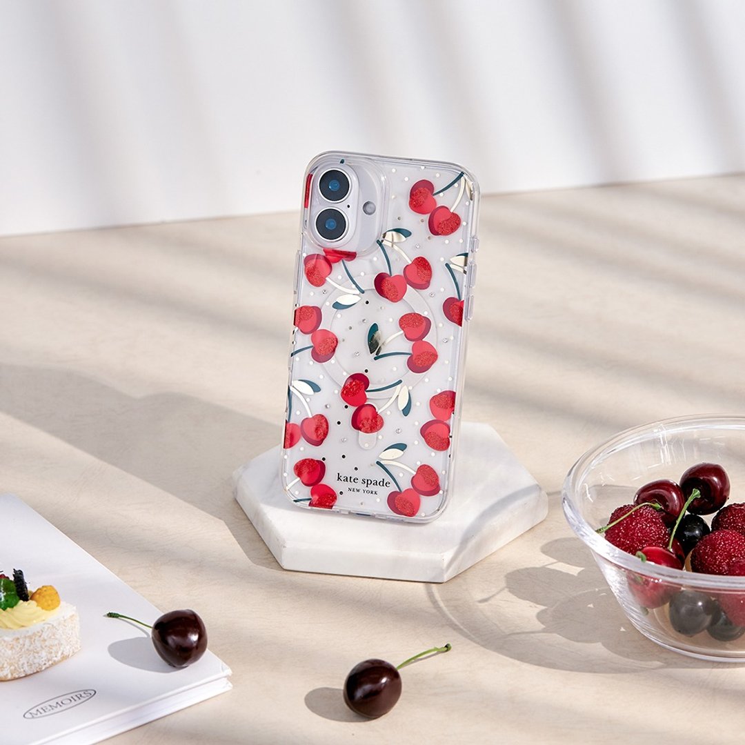 【kate spade】iPhone16系列 磁吸防摔手机壳 娇艳樱桃 - 手机壳/手机套 - 塑料 
