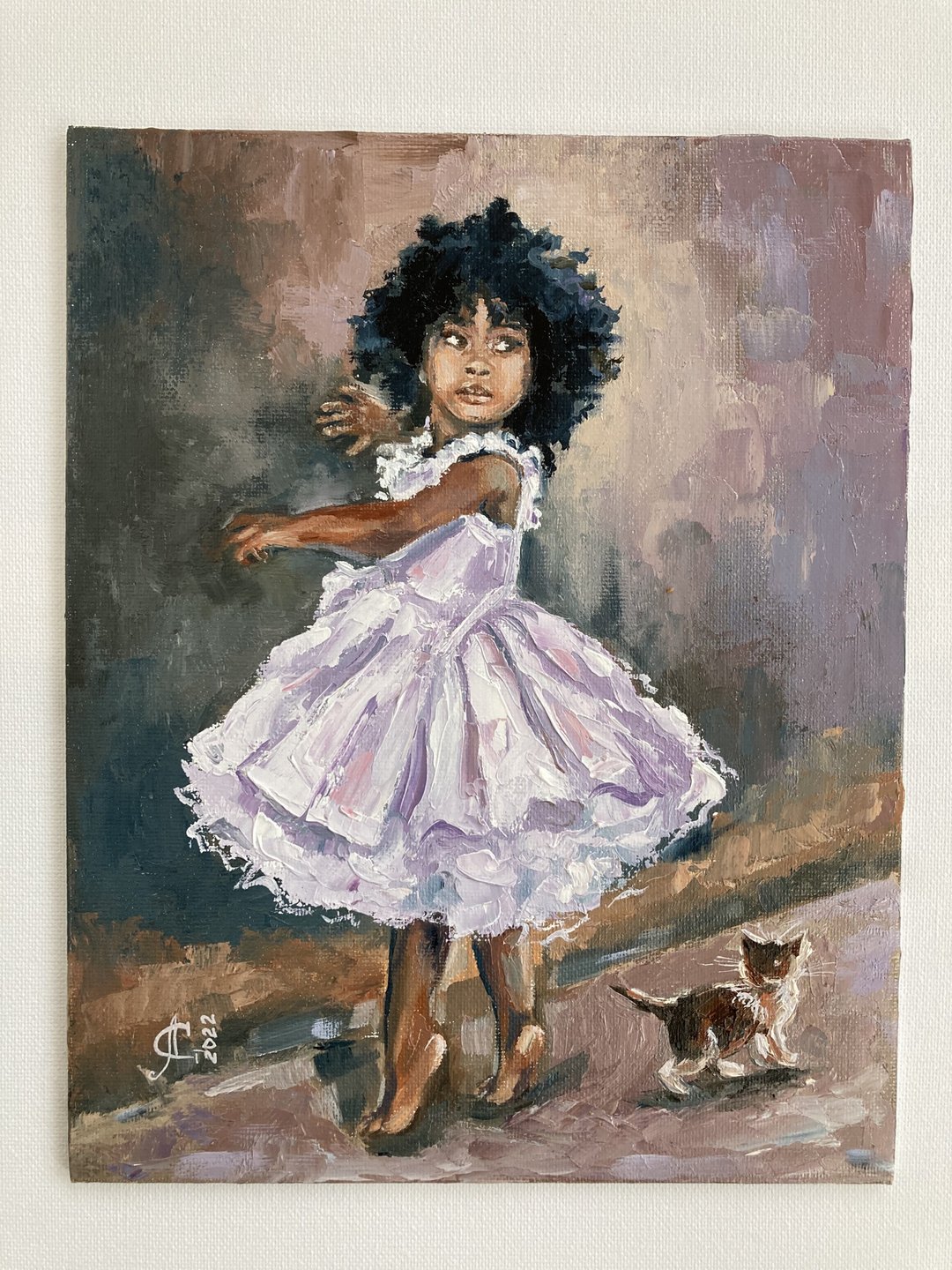 Black Ballerina Original oil painting African American Ballerina Artwork Young - 墙贴/壁贴 - 其他材质 