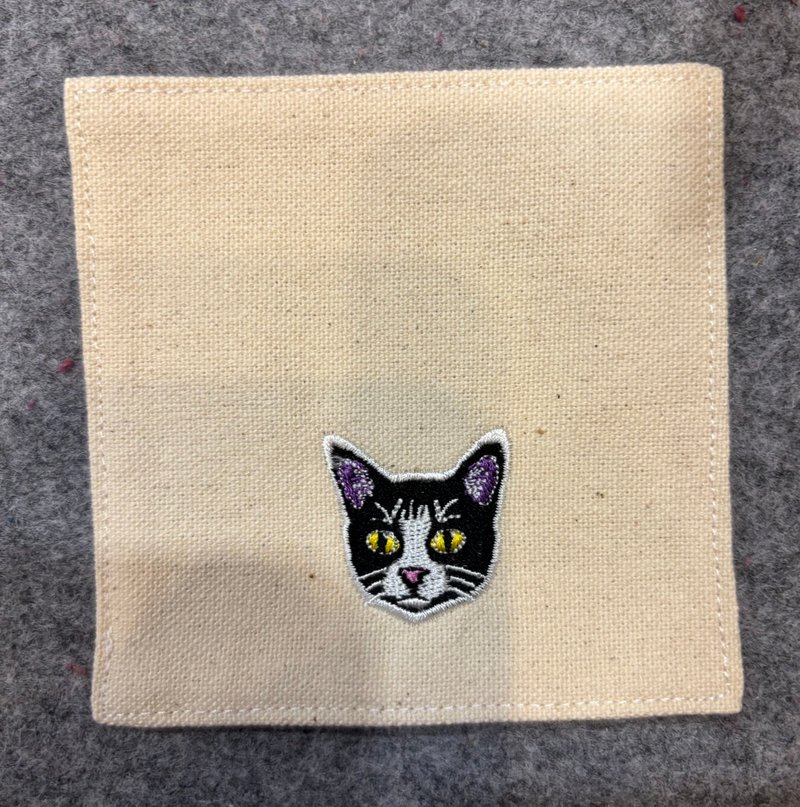 猫咪纯棉杯垫 毛巾绣 台湾制造 - 杯垫 - 棉．麻 白色