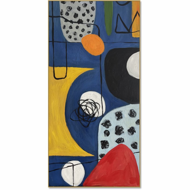 大型抽象几何艺术原创大胆形状彩色画布绘画 - 墙贴/壁贴 - 压克力 多色