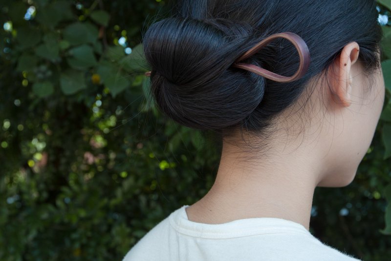 竹制年轮发簪 - 发饰 - 竹 咖啡色