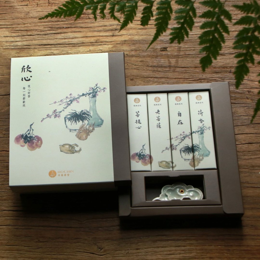 欣心 水墨线香礼盒 - 香薰/精油/线香 - 其他材质 卡其色
