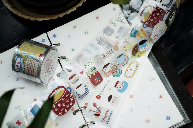 厨房里面有什么? 無限かわいいキッチン PET 和紙膠帶 (kiss-cut) - 纸胶带 - 其他材质 多色