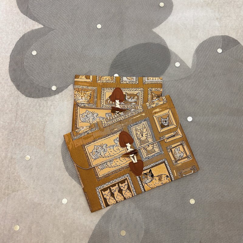 帕帕拉夏手工坊【手拿笔电包】万用/外出/环保 牛角皮扣-古铜猫咪 - 电脑包 - 棉．麻 