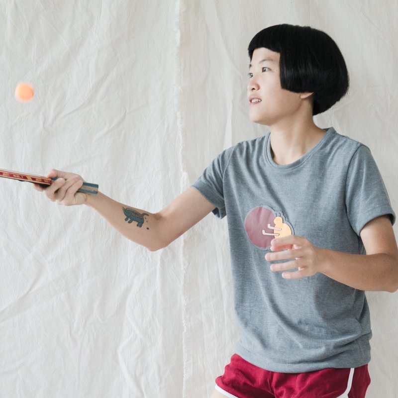 推粪金龟运动员 /环保咖啡纱机能布料 /运动日常皆可穿 - 中性连帽卫衣/T 恤 - 环保材料 灰色