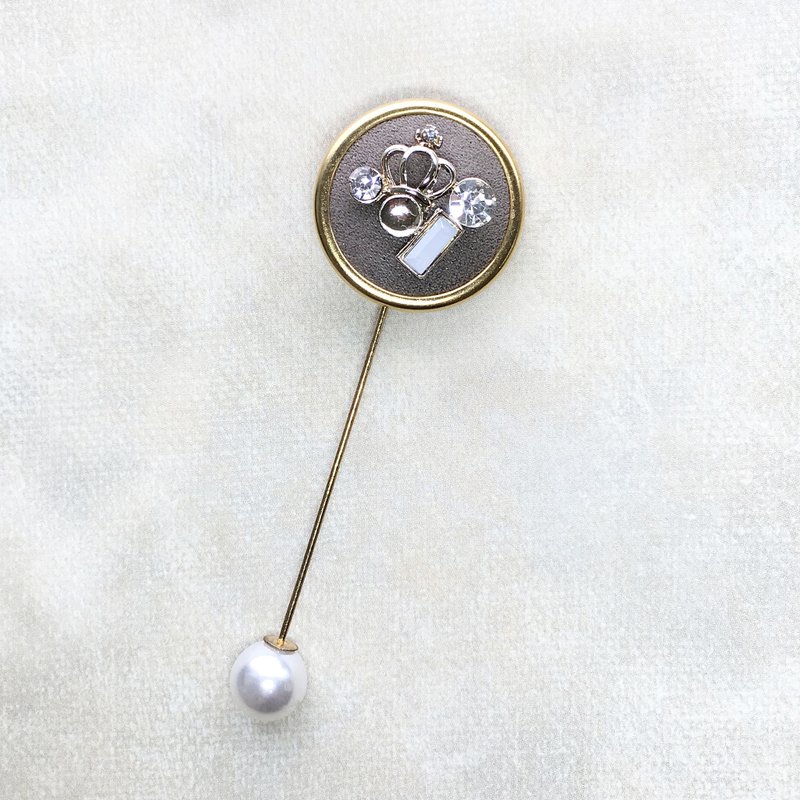 复古系列胸针帽针 | 皇冠与权杖 | 交换礼物 - 胸针 - 其他金属 金色