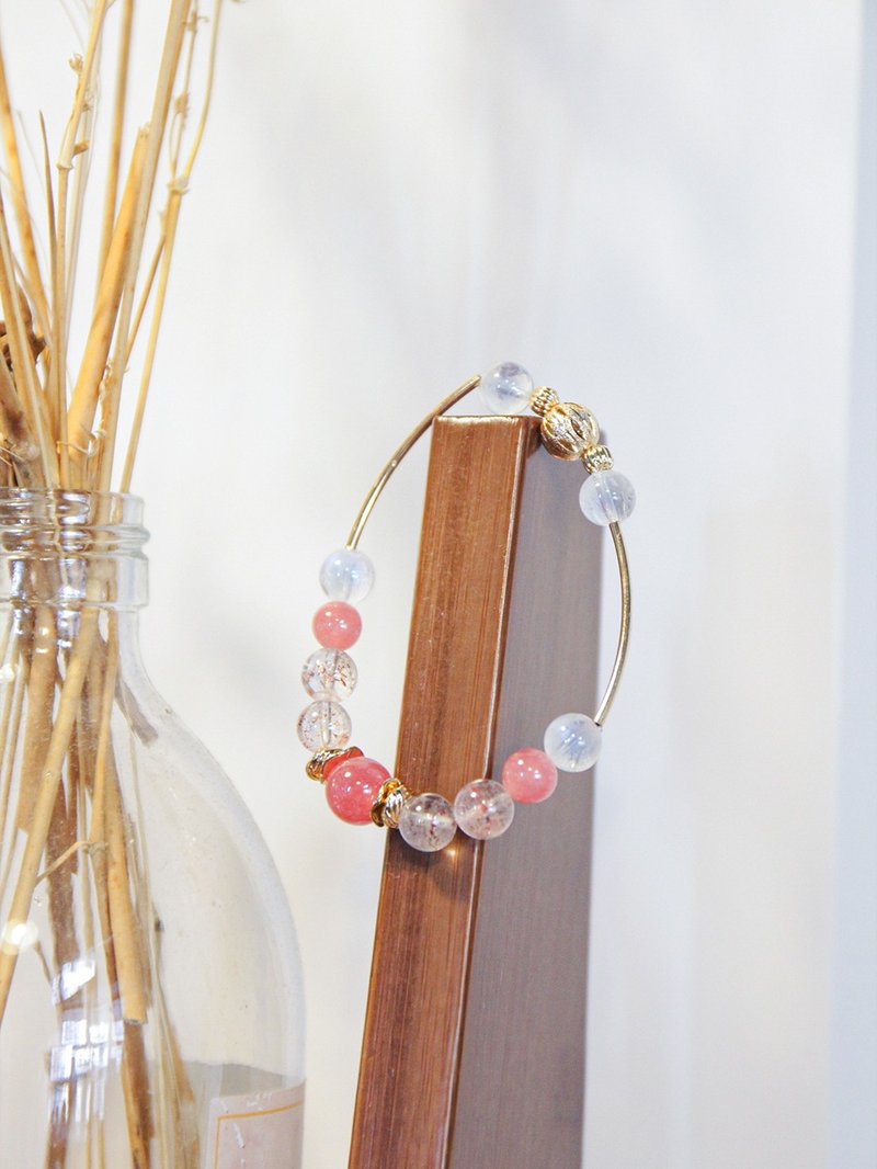 红纹金草莓印度月亮石设计款手链 - 手链/手环 - 水晶 