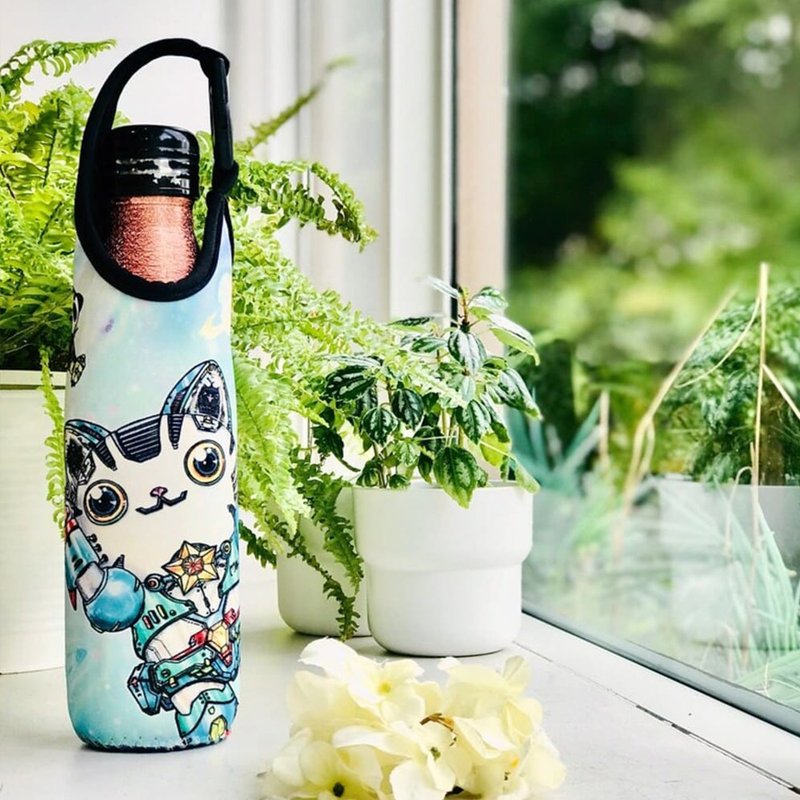 保温瓶套 | 水壶套 | 扣式、手提、侧背 - 机器猫 - 随行杯提袋/水壶袋 - 防水材质 蓝色