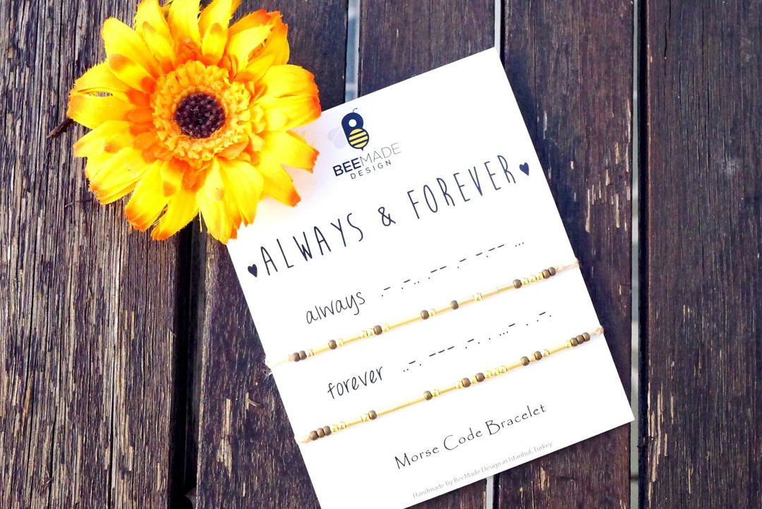 Always and Forever Morse Code Bracelet Christmas Gift Couple Gift - 手链/手环 - 环保材料 多色