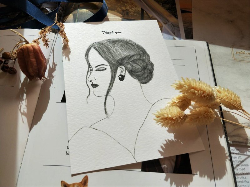 Postcard/万用明信片/明信片/手绘/感谢卡 - 卡片/明信片 - 纸 白色