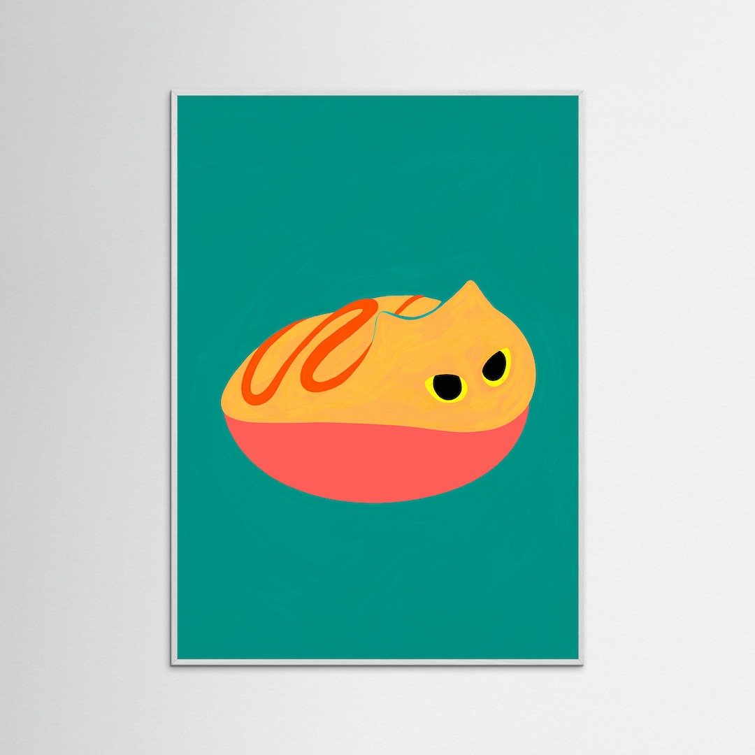 【挂画】泰国插画家 Erdy - 蛋卷猫－猫咪插画海报 卧室客厅 - 海报/装饰画/版画 - 纸 粉红色