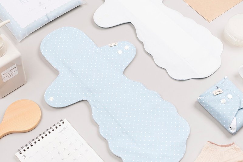 MOON月事儿／Baby Blue波点针织棉系列／410mm (日用) - 女士内衣裤 - 棉．麻 