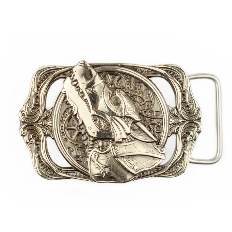 Wolf german silver belt buckle, steampunk wolf nickel silver belt accessory - 皮带/腰带 - 其他材质 银色