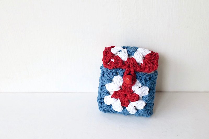 【endorphin】airpods编织砖花收纳保护套 - 其他 - 棉．麻 蓝色