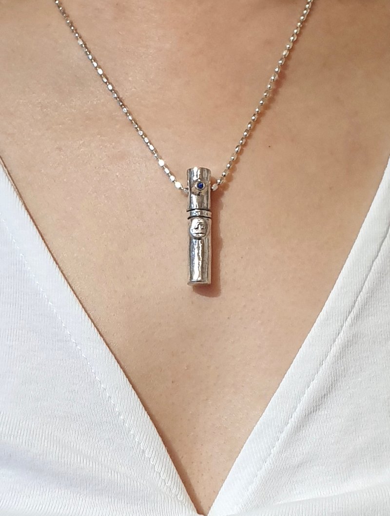 999纯银手作 天秤座精油扩香瓶 - 项链 - 纯银 多色