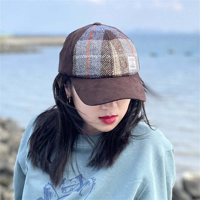 哈里斯粗花呢棒球帽Harris tweed羊毛可调节复古软顶格纹鸭舌帽 - 帽子 - 羊毛 