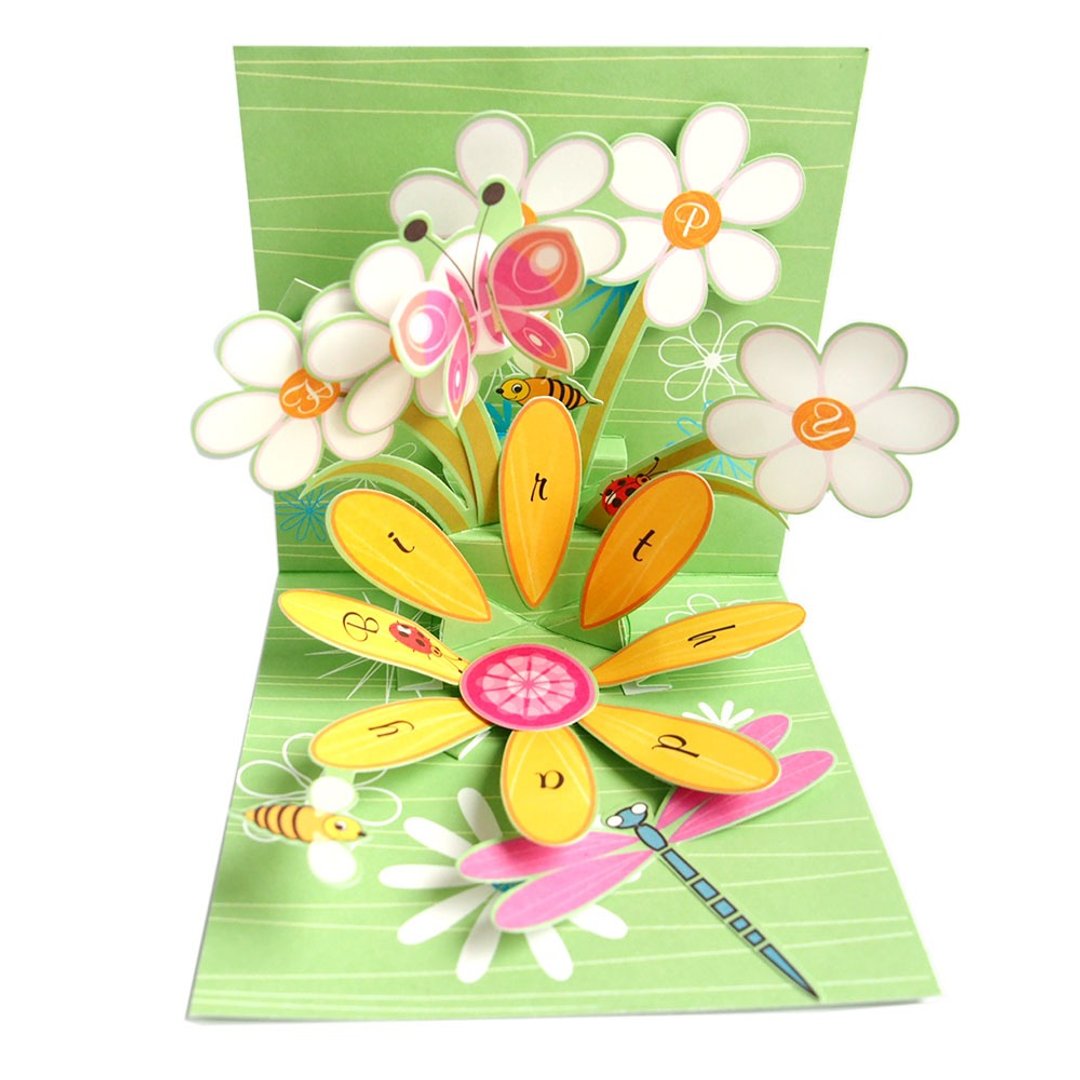小蜜蜂飞舞花间【Up With Paper-立体卡片 生日祝福】 - 卡片/明信片 - 纸 多色