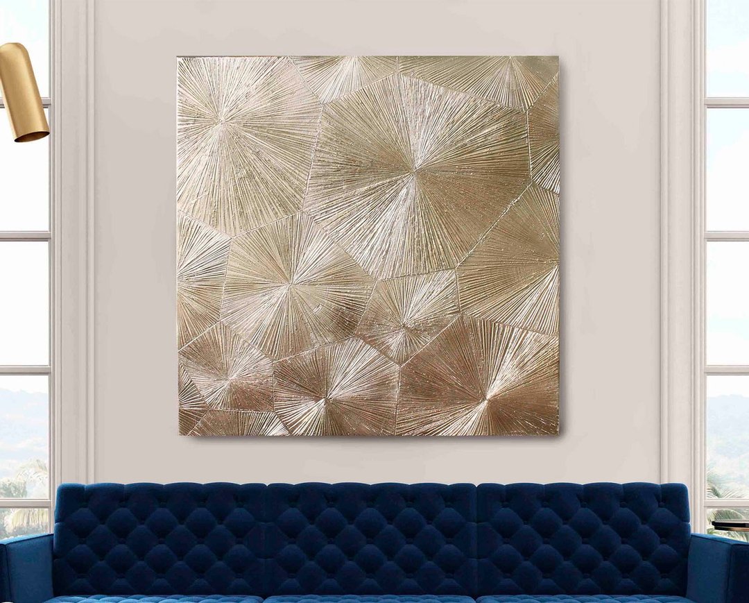 金色抽象画 | 金色绘画 | 金色绘画 | 纹理艺术 | 金色蜂巢 - 墙贴/壁贴 - 棉 金色