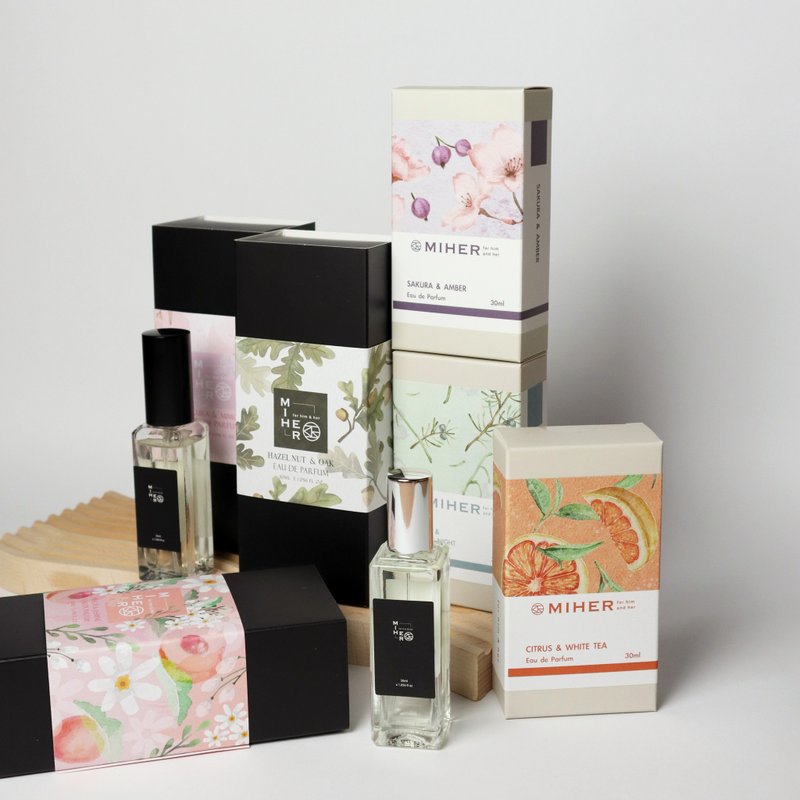 MIHER经典香水30ML 白桃茉莉 樱花琥珀 樱花含羞草 榛果橡木 - 香水/香膏 - 玻璃 透明