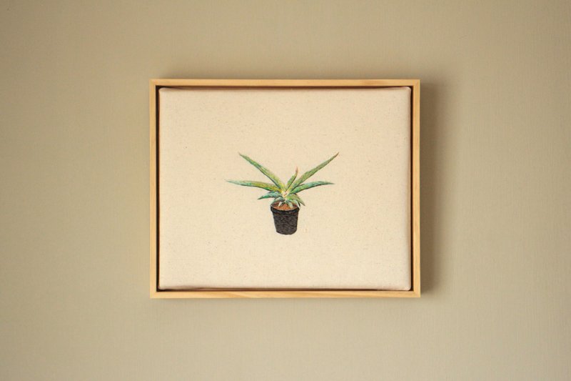 手工刺绣挂画 / 盆栽 - 海报/装饰画/版画 - 绣线 绿色