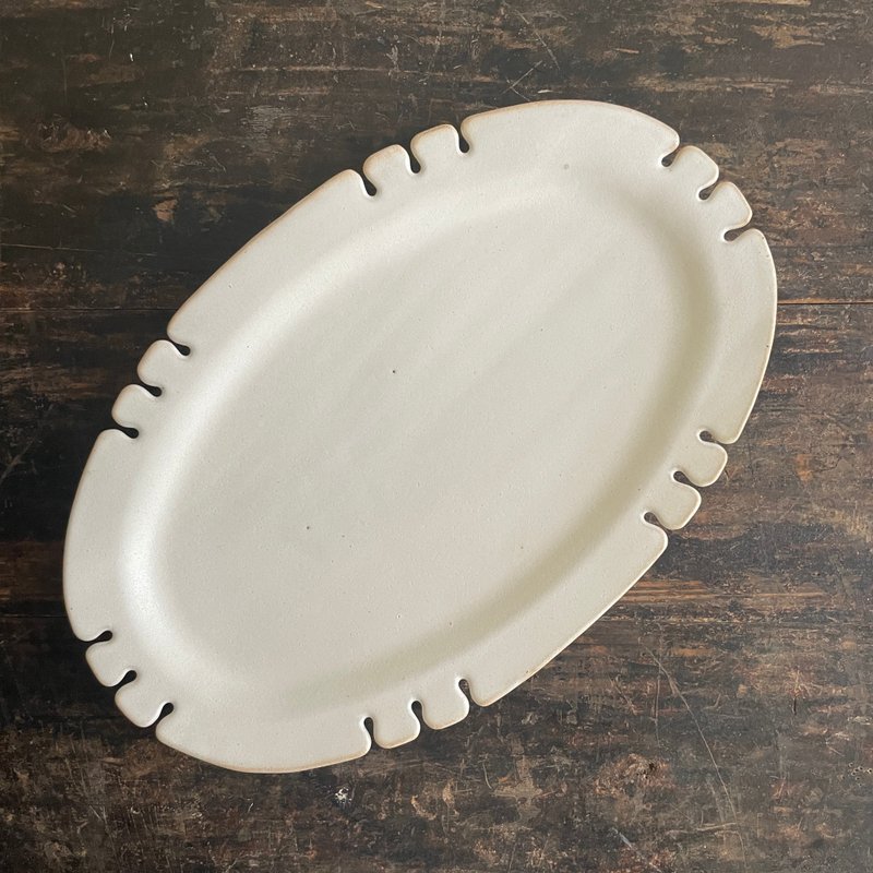 椭圆盘_苔 - 盘子/餐盘/盘架 - 陶 白色