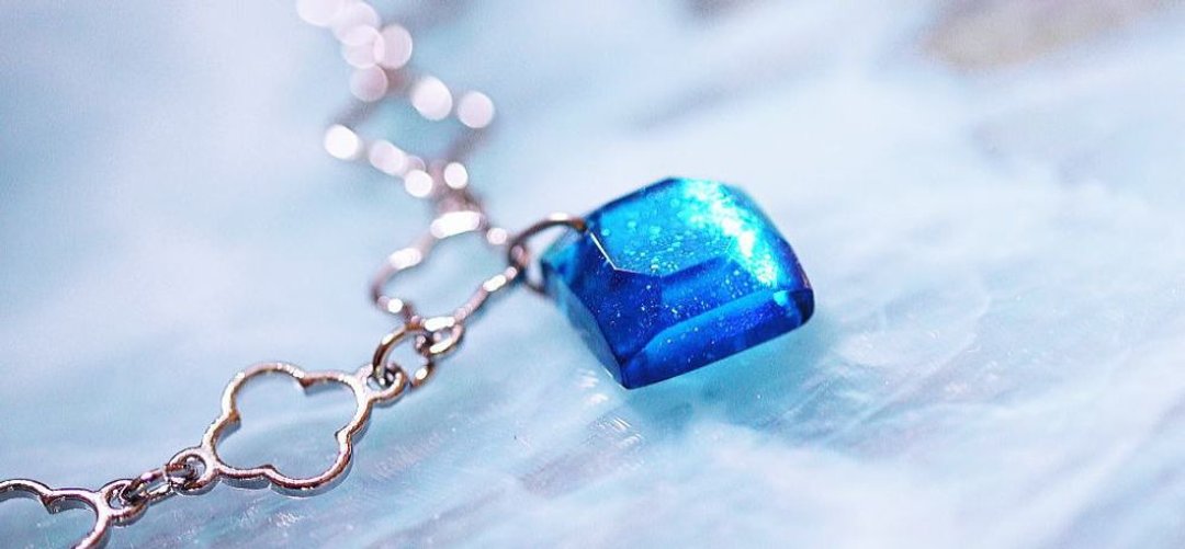 [Made to order] Island blue jewel - 项链 - 玻璃 蓝色