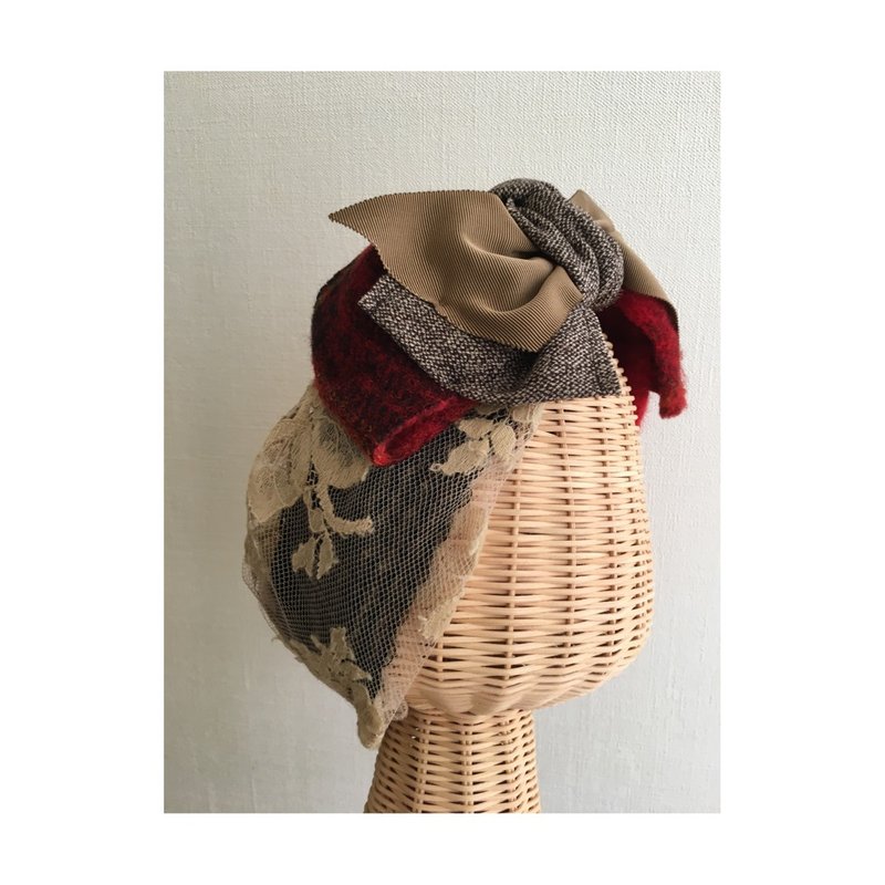 wool ribbon/Red - 发饰 - 羊毛 红色