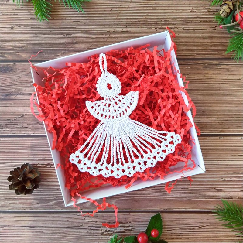 Christmas angel ornaments handmade, 聖誕樹裝飾品, 聖誕天使, 聖誕飾品, Angel gifts for women - 摆饰 - 棉．麻 白色