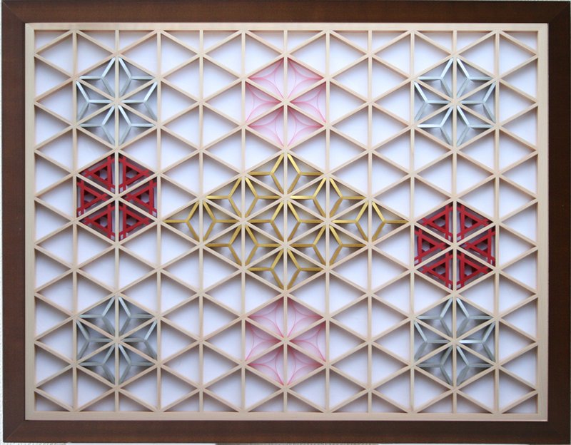 Kumiko color colored leaves [Gold and silver hemp leaf leaflets 3 colors No. 1 with cloisonne] - 墙贴/壁贴 - 木头 白色