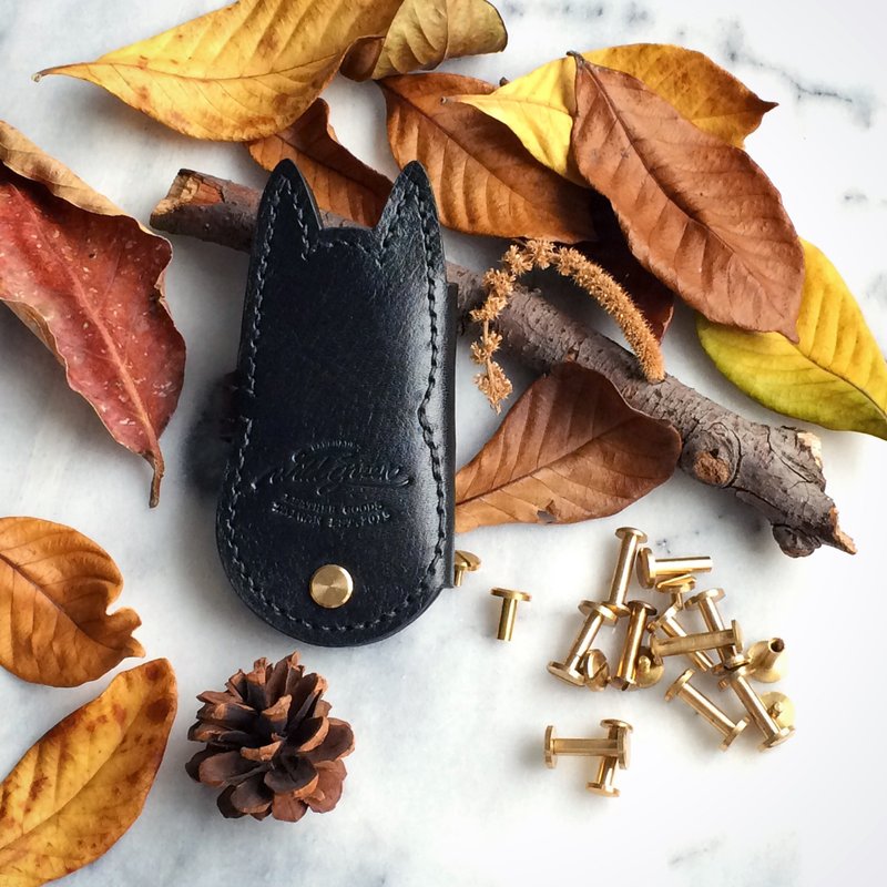 黑犬狗汽车钥匙包 | 曜石黑 Leather Key Bag - 钥匙链/钥匙包 - 真皮 黑色