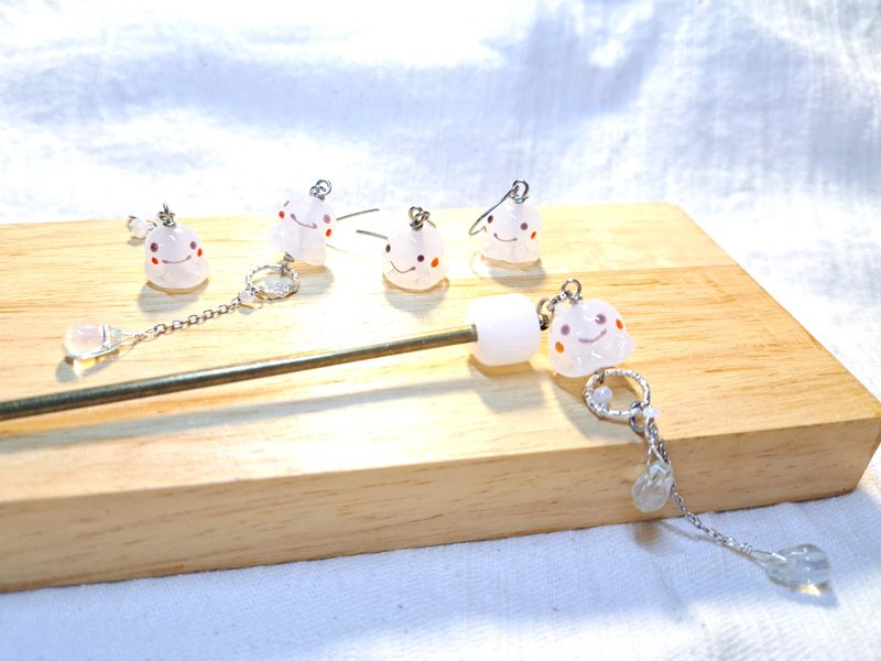 柚子林琉璃 - 幽灵宝宝 - 耳环/发簪 - 其他 - 琉璃 多色