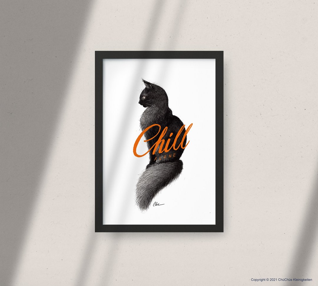 【Chüchü's】Chill Alone Cat 复制画 - 海报/装饰画/版画 - 纸 白色