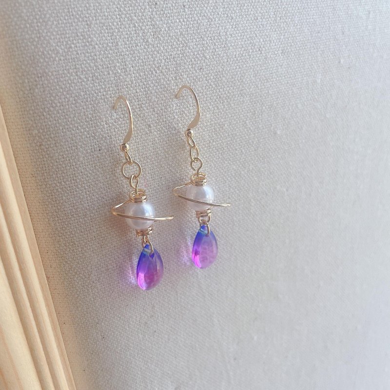 绕线星球 / 可改夹式 - 耳环/耳夹 - 其他材质 紫色