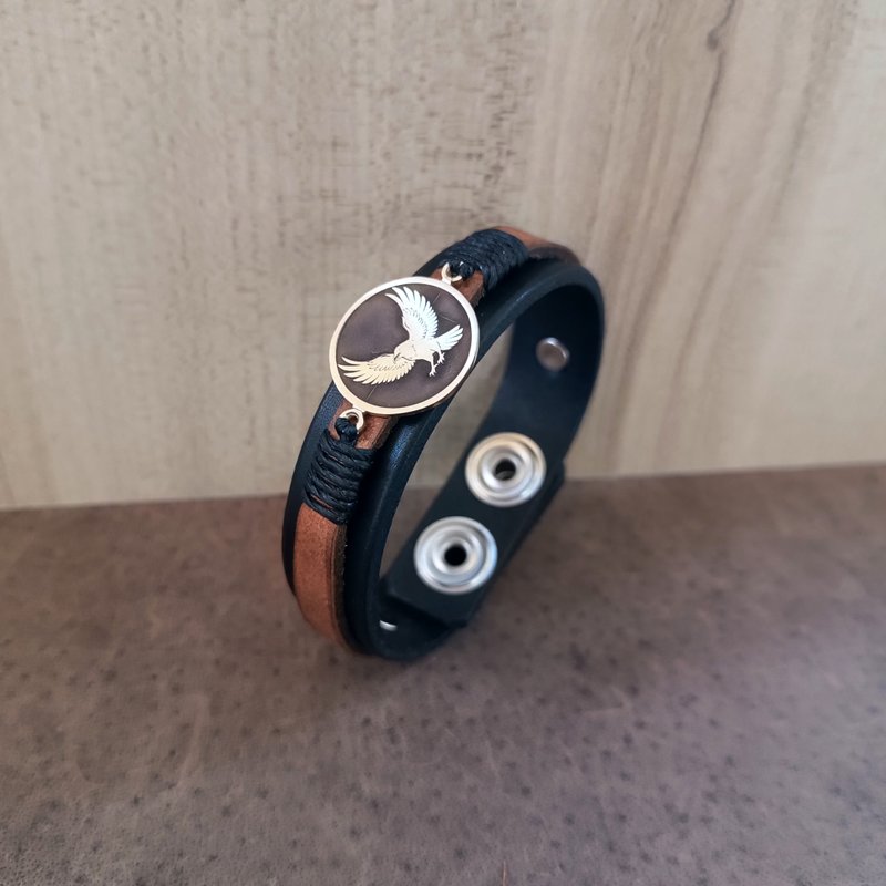 手工乌鸦皮革手环 动漫启发排球精神毅力 - 手链/手环 - 真皮 黑色