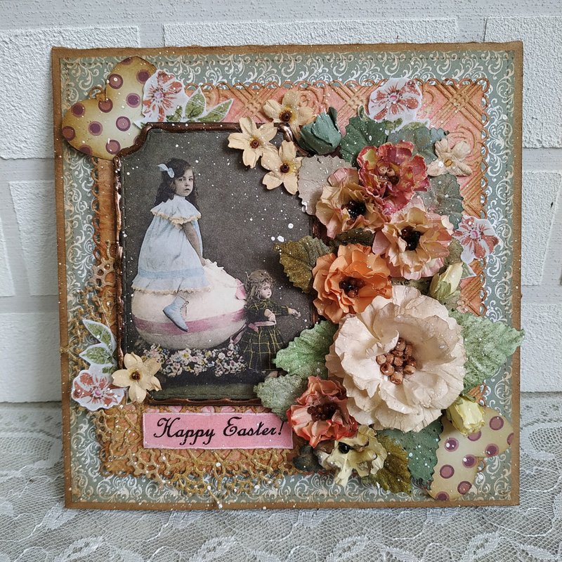 复活节快乐卡片。礼物盒内的纯手工卡片 - 卡片/明信片 - 纸 多色