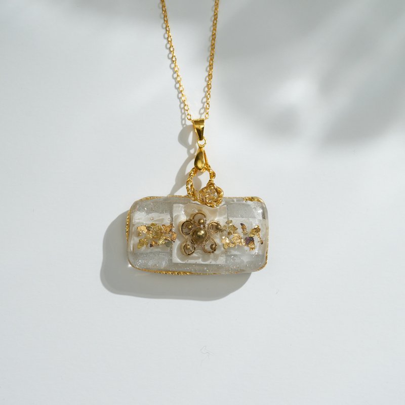 【藏阁】命运之钥-轻珠宝、半宝石、925纯银、14K、独一无二 - 项链 - 树脂 透明