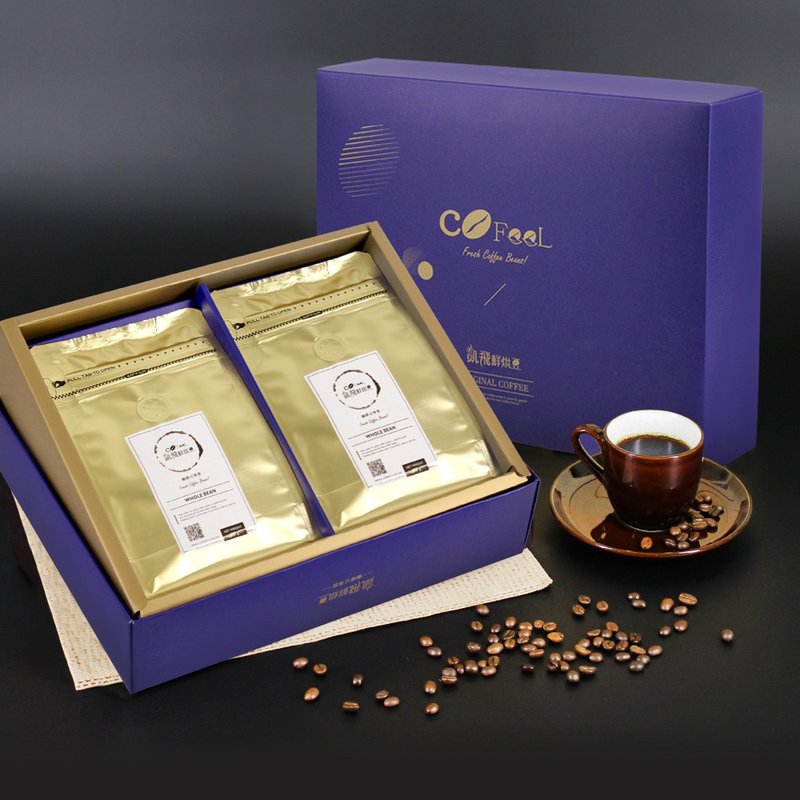CoFeel凯飞 黄金曼特宁│中深焙│咖啡豆礼盒│一磅│附提袋 - 咖啡 - 其他材质 蓝色