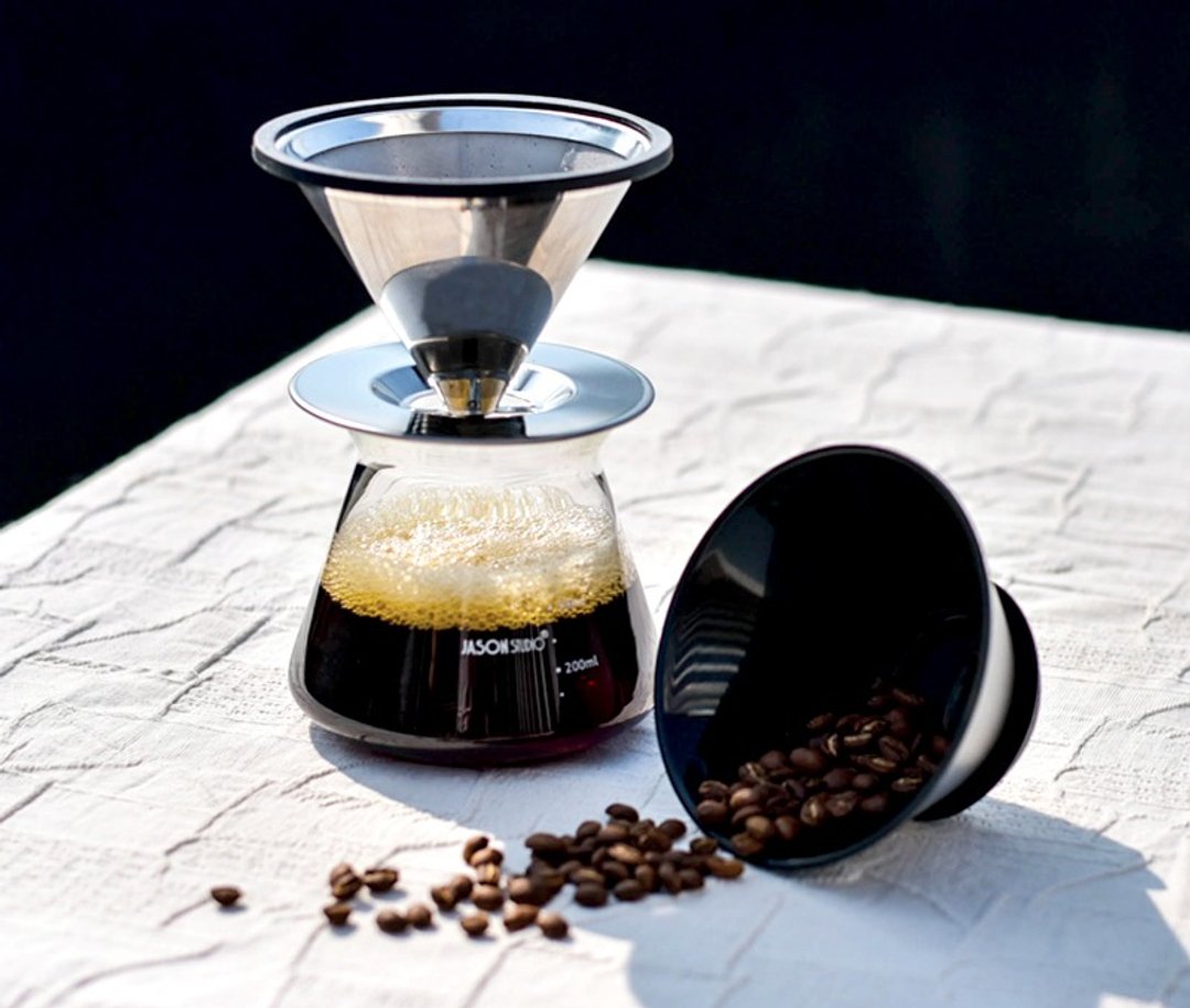 Driver立式滤杯1-2cup+J.S.干湿两用密封罐350ml - 咖啡杯/马克杯 - 玻璃 透明