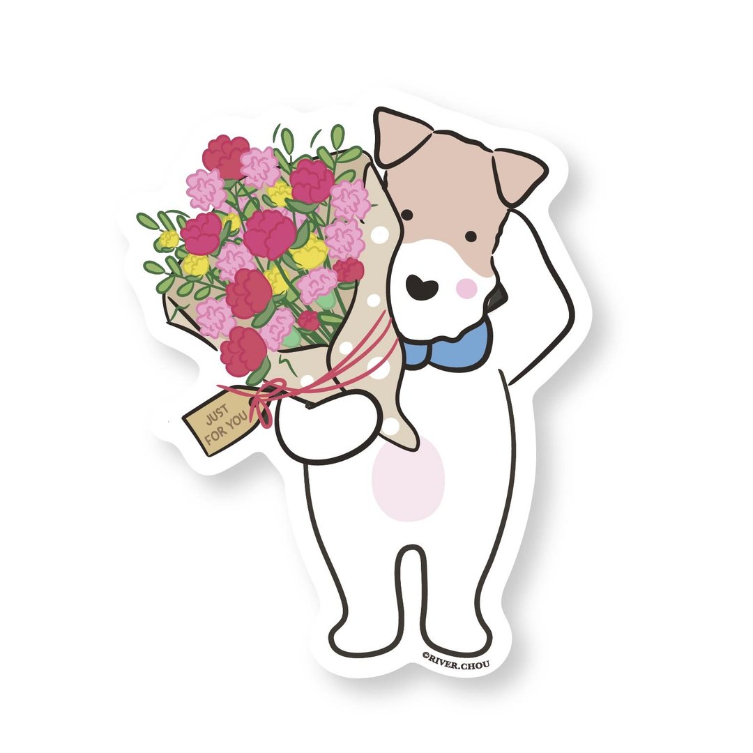 Wirefoxterrier 刚毛猎狐梗防水贴纸-just for you - 贴纸 - 防水材质 白色