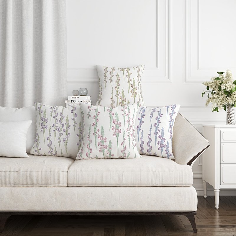 原创印花抱枕套 兰花清明草(三个一组) - 枕头/抱枕 - 聚酯纤维 