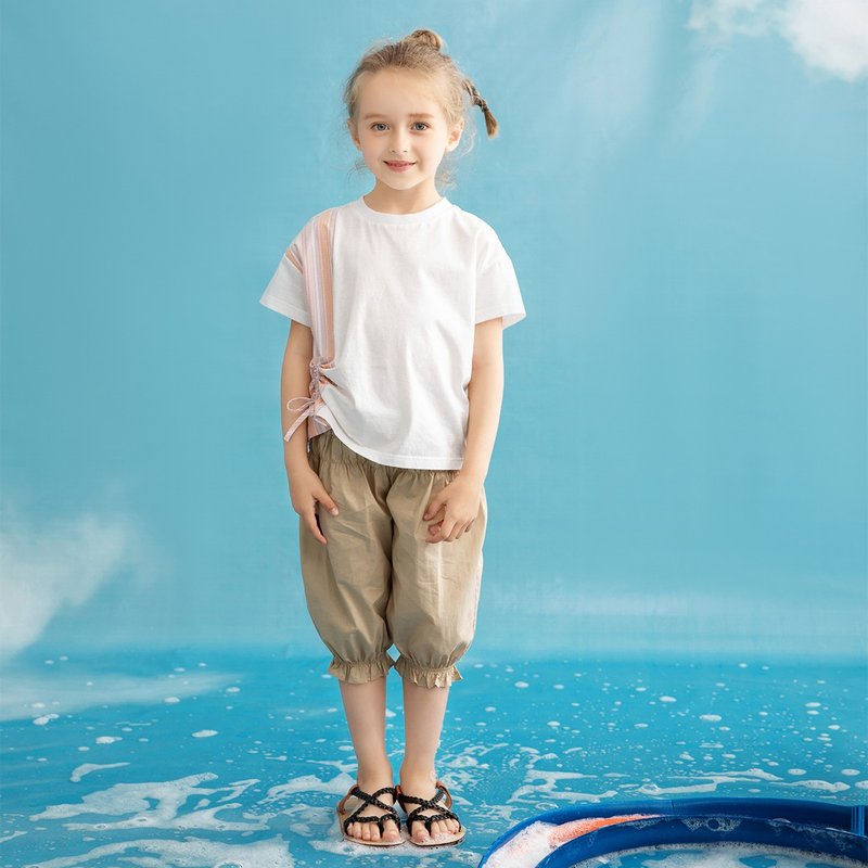 【出清优惠】简约七分束脚裤 - 童装裤 - 棉．麻 卡其色