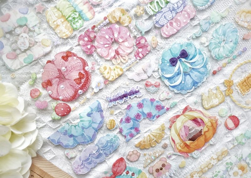 公主的髮圈 可愛髪飾り PET 和紙膠帶 虹光 10米卷 台灣製 - 纸胶带 - 其他材质 多色