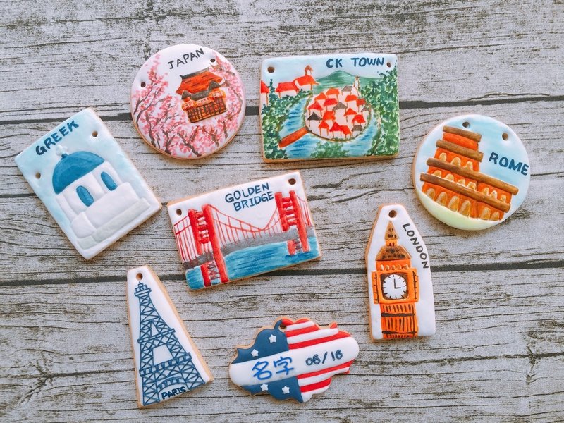 环游世界 8片组收涎饼干/糖霜饼干 - 手工饼干 - 新鲜食材 