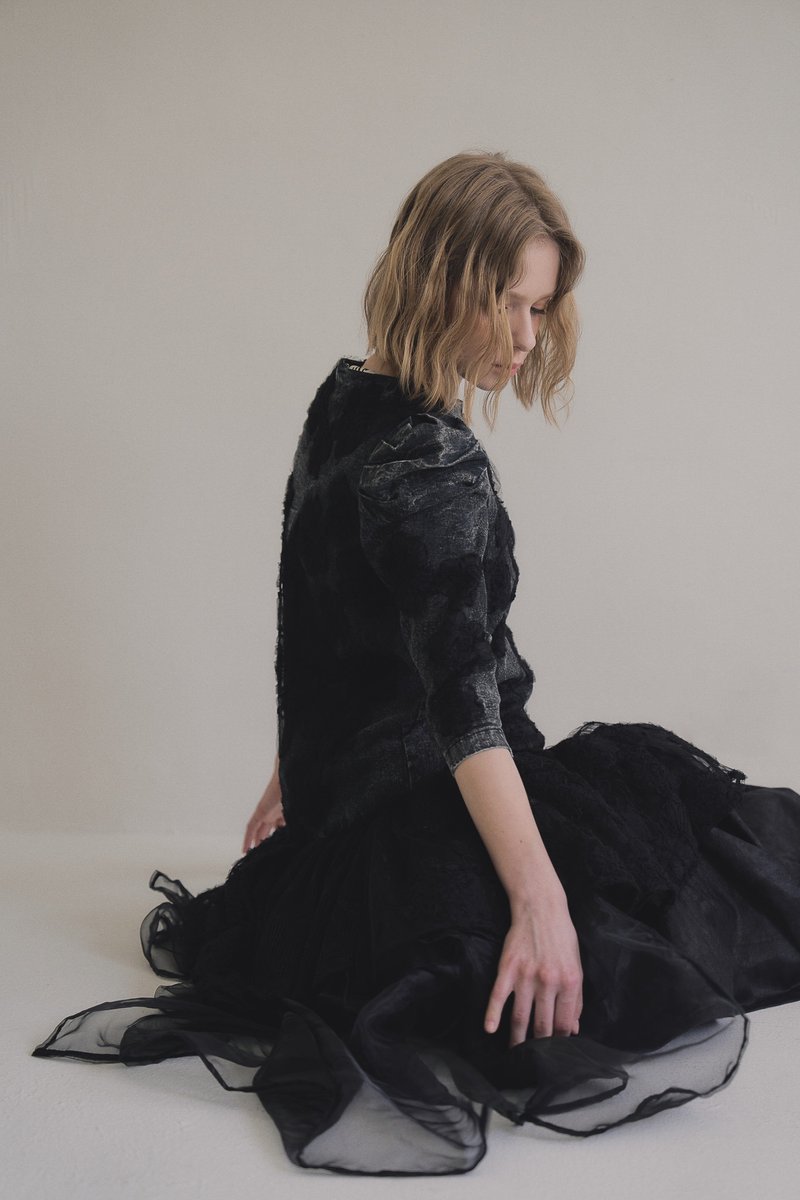 handmade Lace layers black jacket dress 手作多层次蕾丝外罩洋 - 洋装/连衣裙 - 其他材质 黑色