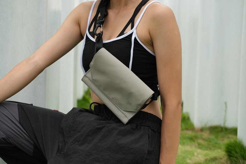 Entadar 多功能超核心机能斜背/侧背小包-白沙灰 - 侧背包/斜挎包 - 防水材质 灰色